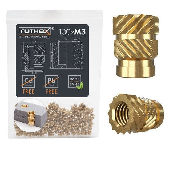 Ruthex M3 Gewindeeinsätze RX-M3x5.7 – 100 Stück – 3ddruckboss
