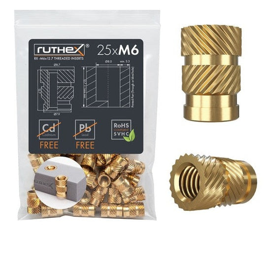 Ruthex M6 Gewindeeinsätze – RX-M6x12.7 (25 Stück)