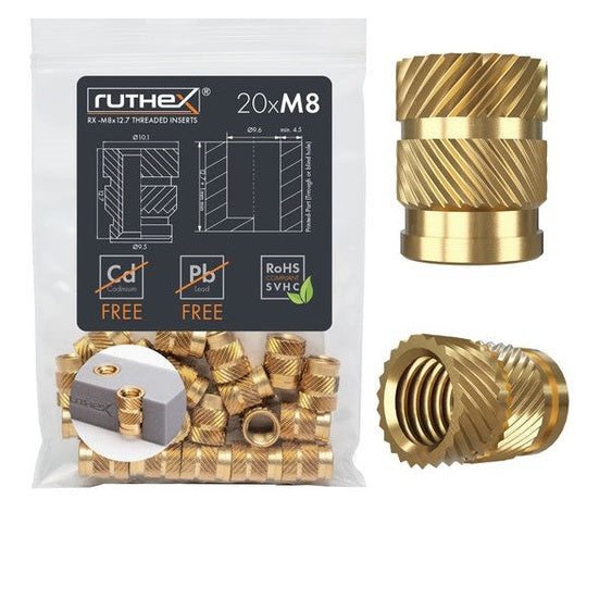 Ruthex M8 Gewindeeinsätze – RX-M8x12.7 (20 Stück)