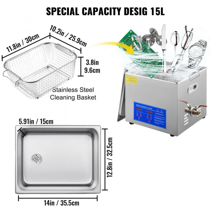 Ultraschallreiniger 15L mit Heizung ultraschallreiniger 3ddruckboss